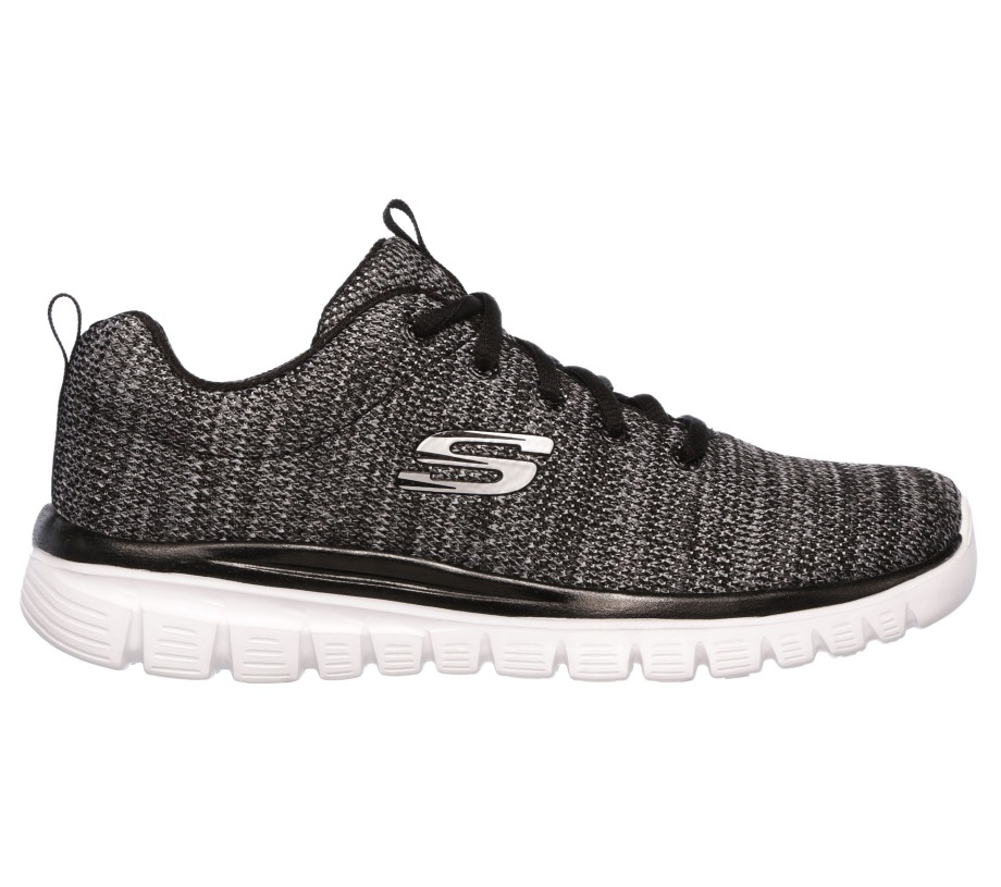 Graceful Twisted Fortune Black White Skechers