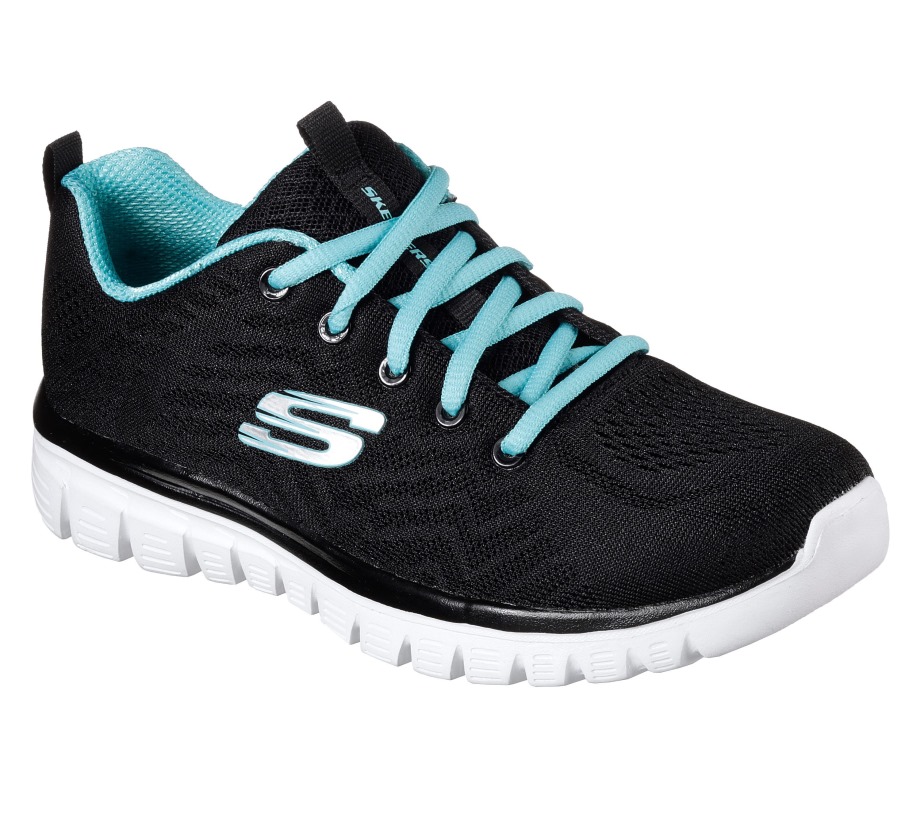 Graceful Get Connected Black Turquoise Skechers