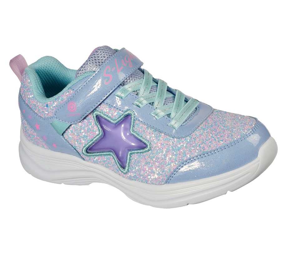 S Lights Glimmer Kicks Starlet Shine Lavender Aqua Skechers