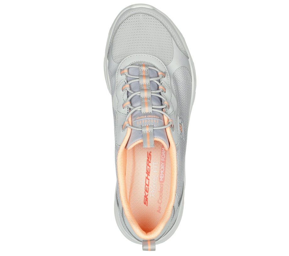 Skechers Relaxed Fit D'Lux Comfort Bliss Galore Gray Coral