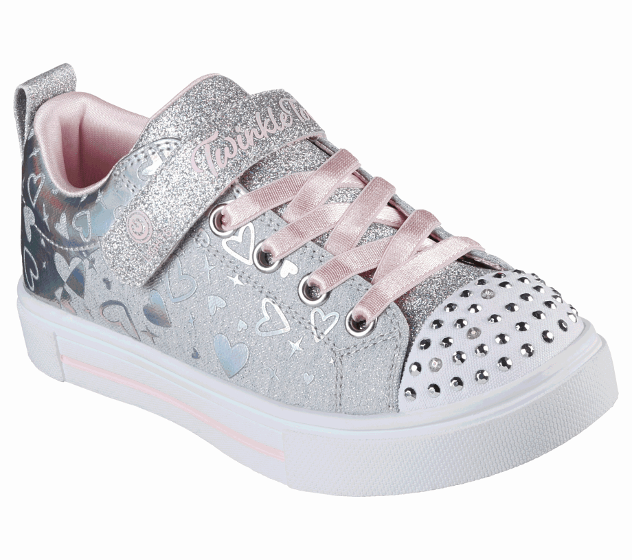 Twinkle Toes Twinkle Sparks Heather Charm Gray Silver Skechers