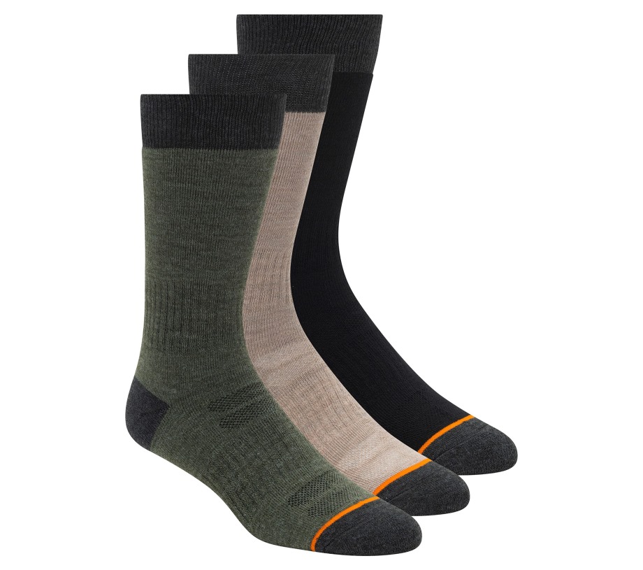 Skechers 3 Pack Wool Blend Work Socks Charcoal Green
