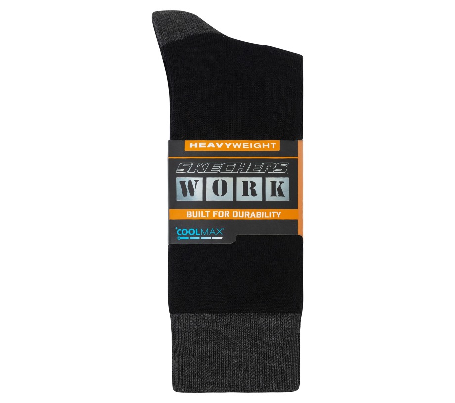 3 Pack Wool Blend Work Socks Charcoal Black Skechers