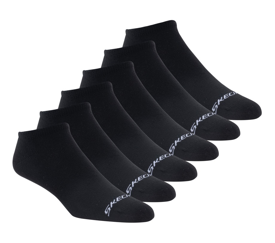 Cotton No-Show Socks 6 Pack Skechers Black