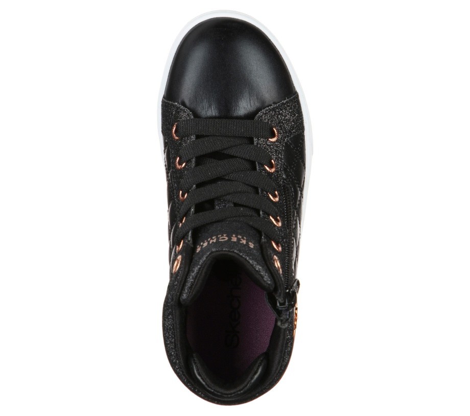 Shoutouts Quilted Squad Black Rose Gold Skechers