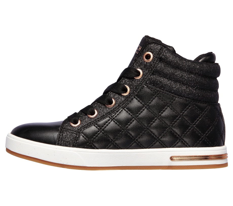 Shoutouts Quilted Squad Black Rose Gold Skechers