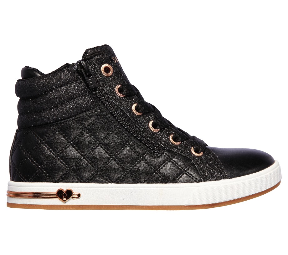 Shoutouts Quilted Squad Black Rose Gold Skechers