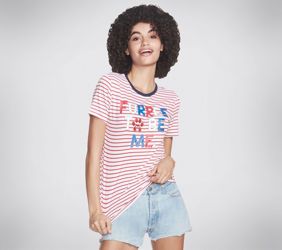 BOBS Apparel USA Furree Crew Tee Skechers White Red