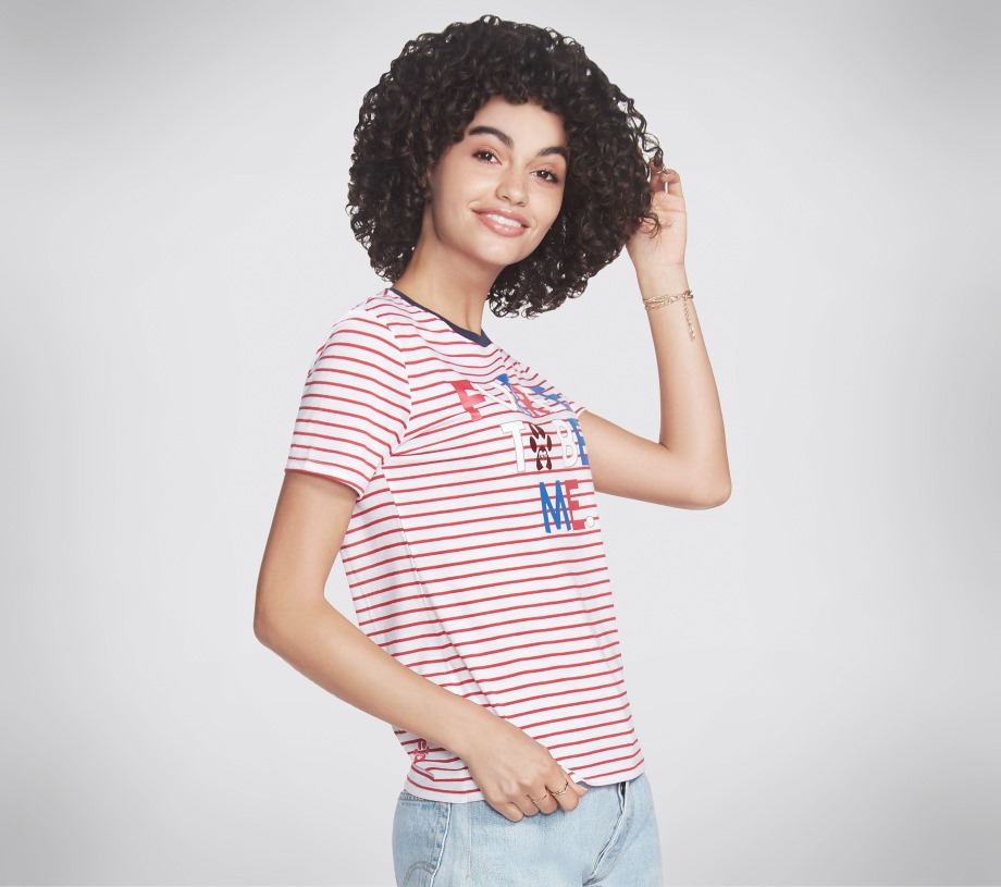 BOBS Apparel USA Furree Crew Tee Skechers White Red