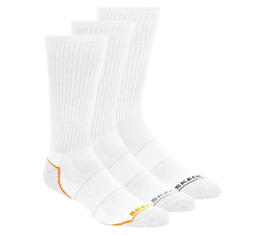 3 Pack Work Crew Socks White Skechers