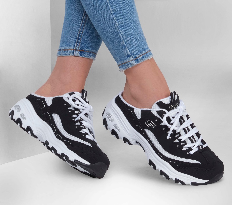 Skechers D'Lites Full Bliss Black White