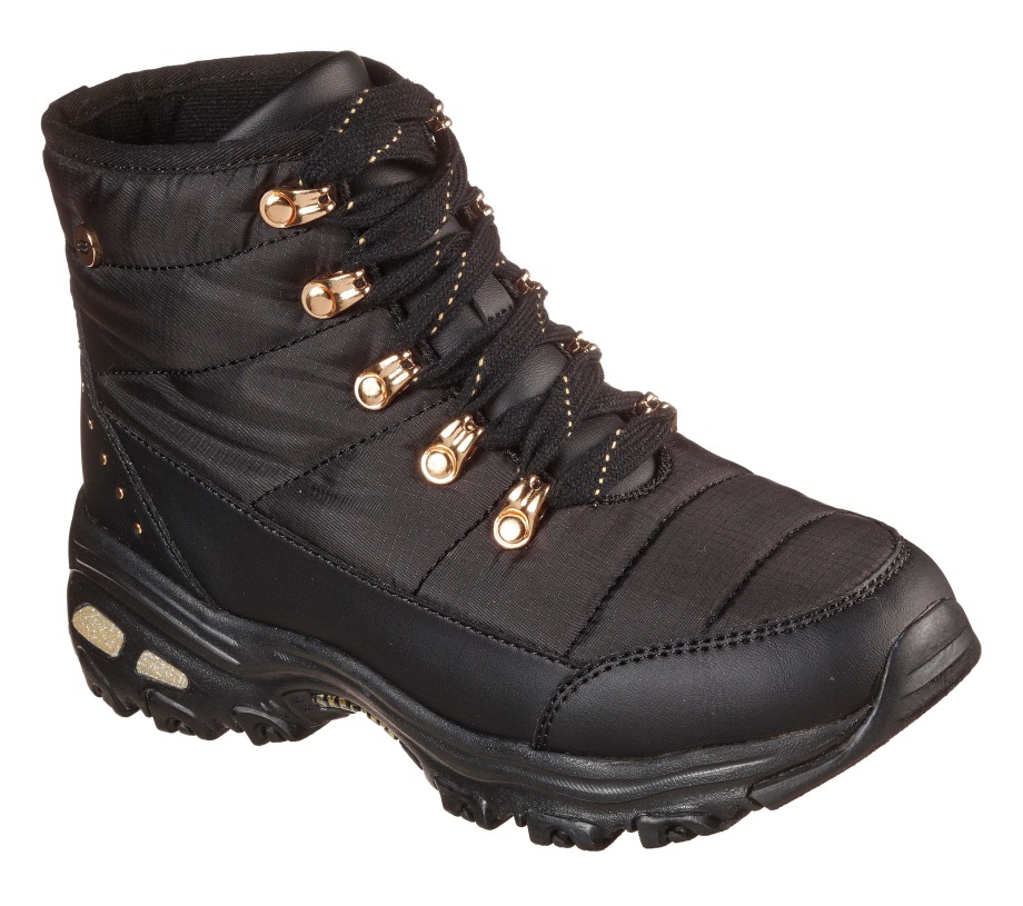 Skechers D'Lites Weekender Puffer Black Gold