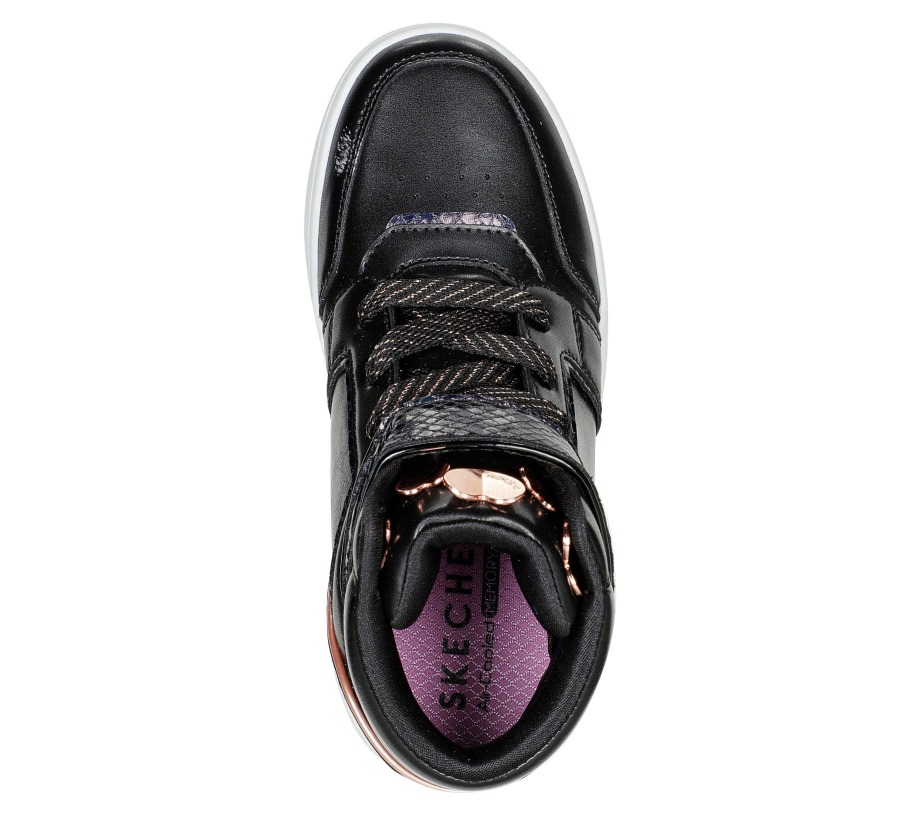 Hidden Star Hearts Shine Skechers Black Rose Gold