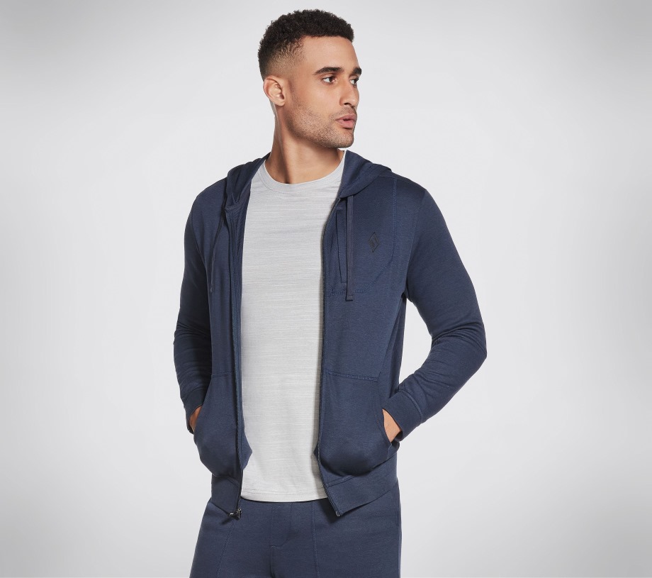 Skechers Apparel GOknit Pique Full Zip Hoodie Navy