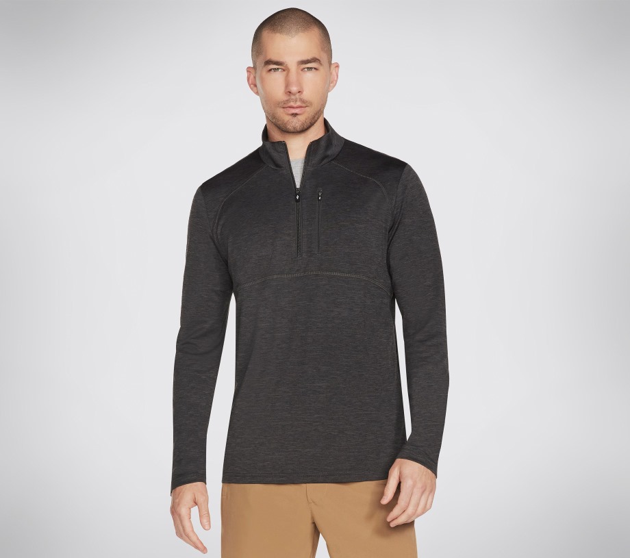 Skechers Apparel On the Road 1 4 Zip Black Charcoal