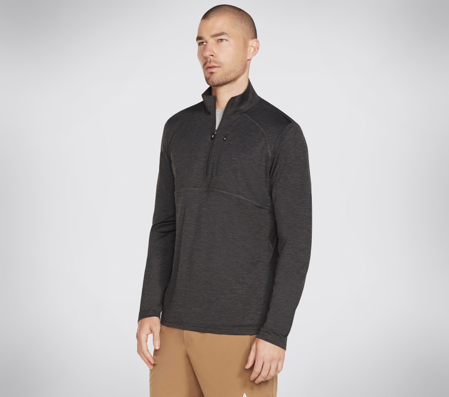 Skechers Apparel On the Road 1 4 Zip Black Charcoal
