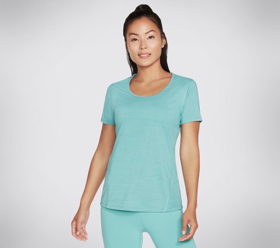 Apparel Motion Stripe Strand Tee Turquoise Skechers